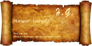 Hunger Gergő névjegykártya